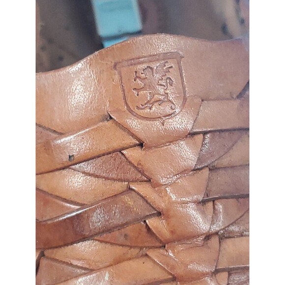 Mens Leather Sandals Sz 7.5 Brown Woven  Slip On Comfort Square Toe  Stacy Adams - Picture 5 of 13